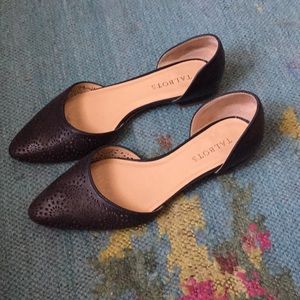 Talbots Black Perforated Pointed-Toe D'Orsay Flats